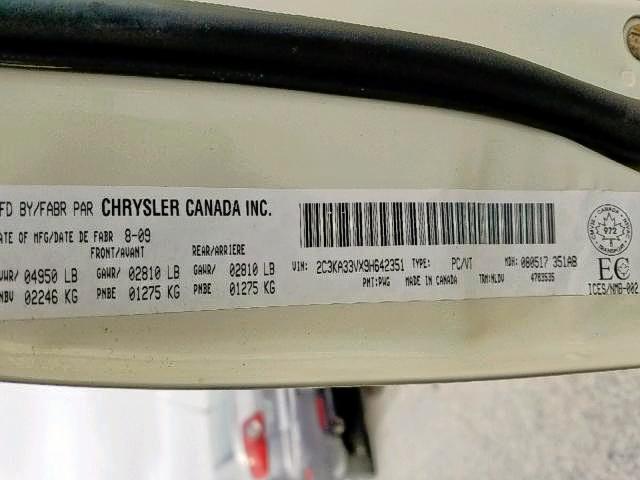 2C3KA33VX9H642351 - 2009 CHRYSLER 300 LIMITE WHITE photo 9