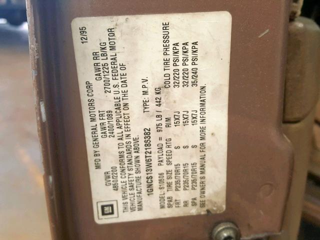 1GNCS13W6T2186382 - 1996 CHEVROLET BLAZER TAN photo 10