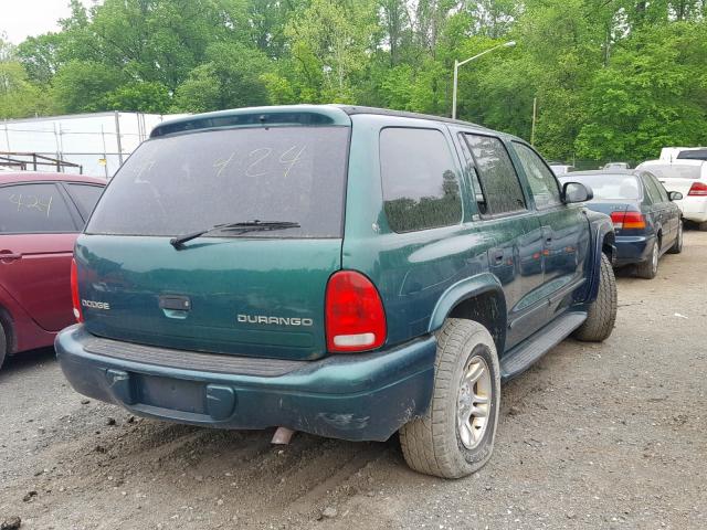 1B4HS48N32F190216 - 2002 DODGE DURANGO SL GREEN photo 4