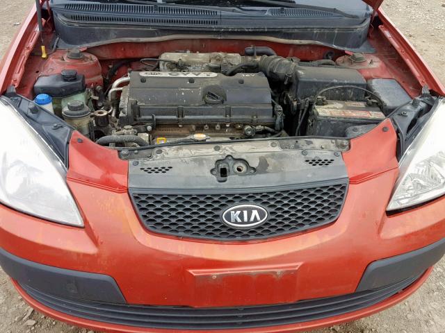 KNADE223X96499046 - 2009 KIA RIO BASE RED photo 7