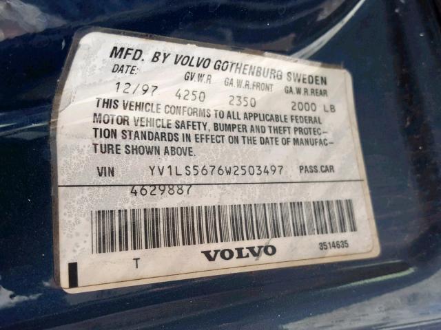 YV1LS5676W2503497 - 1998 VOLVO S70 GLT GREEN photo 10