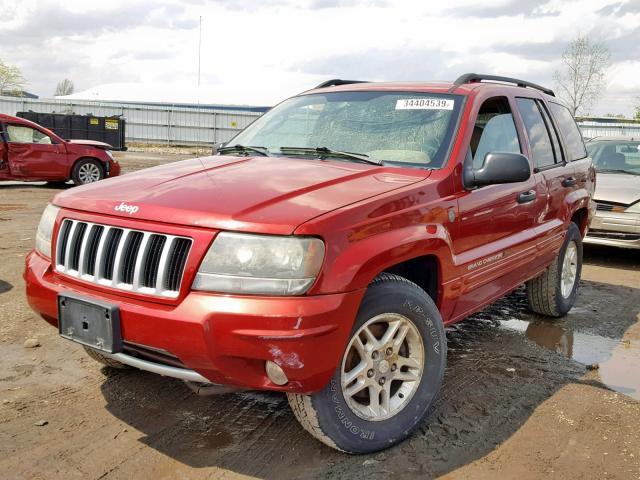 1J4GW48S54C269815 - 2004 JEEP GRAND CHER RED photo 2