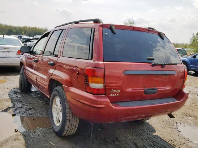 1J4GW48S54C269815 - 2004 JEEP GRAND CHER RED photo 3