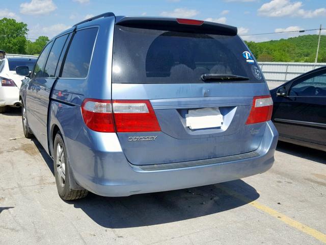 5FNRL38757B061339 - 2007 HONDA ODYSSEY EX BLUE photo 3