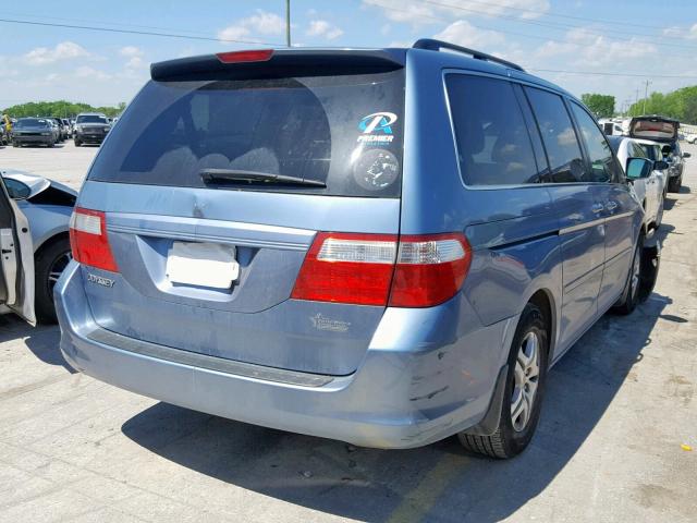 5FNRL38757B061339 - 2007 HONDA ODYSSEY EX BLUE photo 4