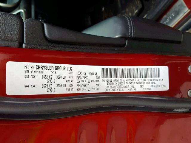 1C4RJFAG1EC249416 - 2014 JEEP GRAND CHER RED photo 10