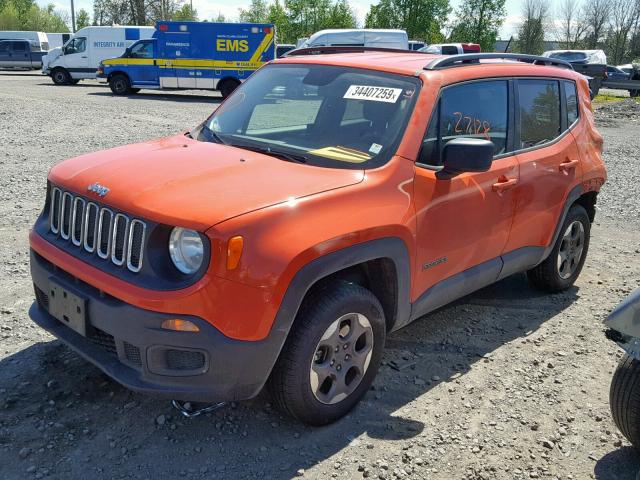 ZACCJBAT0GPE22014 - 2016 JEEP RENEGADE S ORANGE photo 2