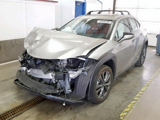 JTHU9JBH4K2000735 - 2019 LEXUS UX 250H SILVER photo 2