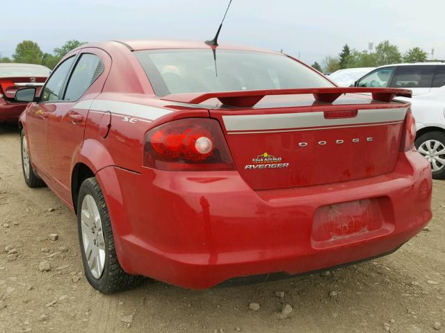 1B3BD4FB0BN520221 - 2011 DODGE AVENGER EX RED photo 3