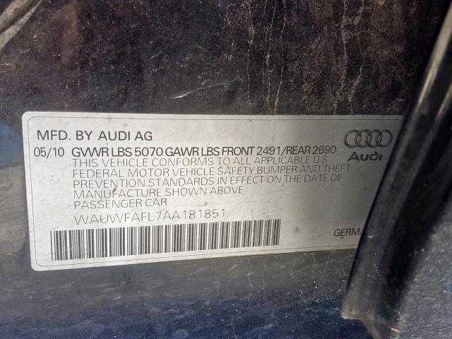 WAUWFAFL7AA181851 - 2010 AUDI A4 PREMIUM PLUS  photo 10