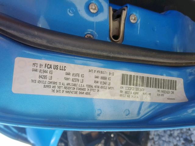 1C3CDFGB1GD818470 - 2016 DODGE DART GT SP BLUE photo 10