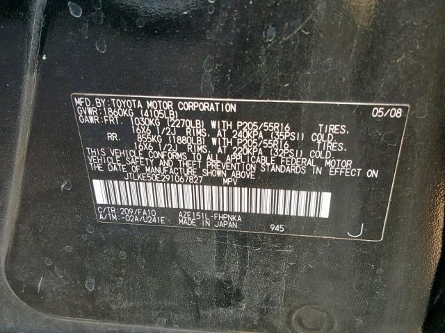 JTLKE50E291067827 - 2009 TOYOTA SCION XB 黑色 照片 10