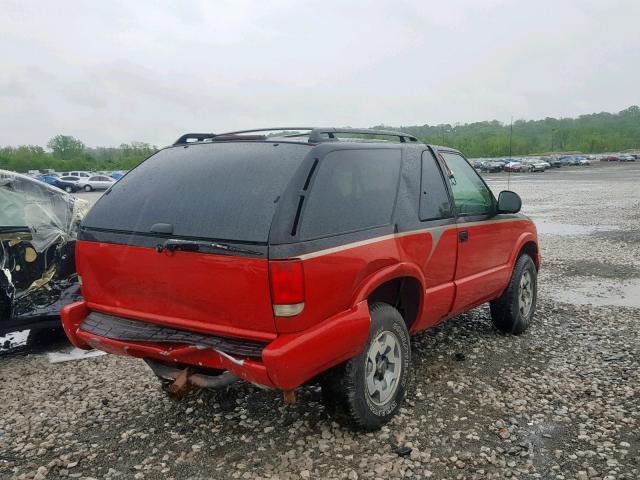 1GNCT18WXVK218436 - 1997 CHEVROLET BLAZER RED photo 4