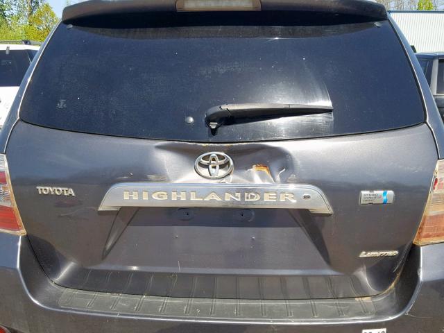 JTEEW44A982002274 - 2008 TOYOTA HIGHLANDER GRAY photo 9