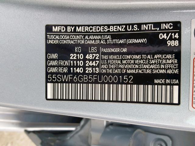 55SWF6GB5FU000152 - 2015 MERCEDES-BENZ C 400 4MAT BLUE photo 10