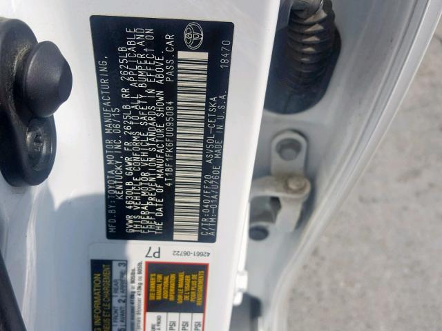 4T1BF1FK6FU095084 - 2015 TOYOTA CAMRY LE WHITE photo 10