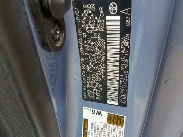 JTKDE167X80245289 - 2008 TOYOTA SCION TC 银色 照片 10