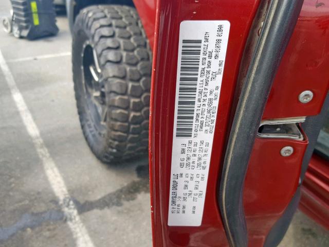 3D7UT2CLXAG145608 - 2010 DODGE RAM 2500 RED photo 10