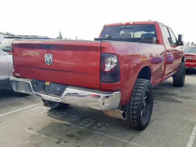 3D7UT2CLXAG145608 - 2010 DODGE RAM 2500 RED photo 4