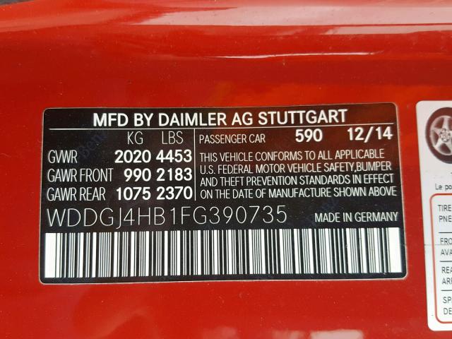 WDDGJ4HB1FG390735 - 2015 MERCEDES-BENZ C 250 RED photo 10