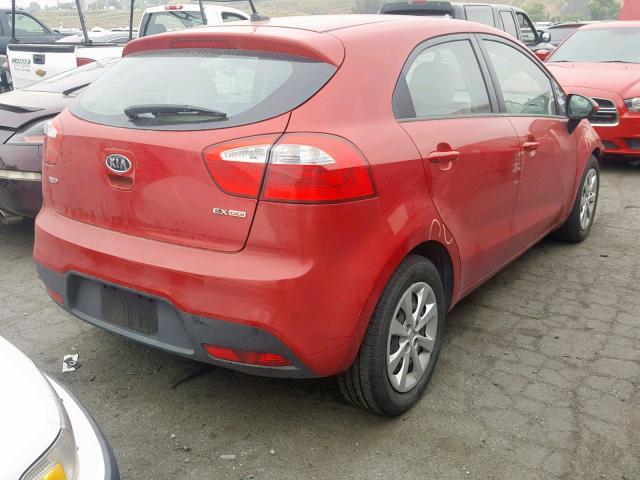 KNADN5A36C6092299 - 2012 KIA RIO EX RED photo 4