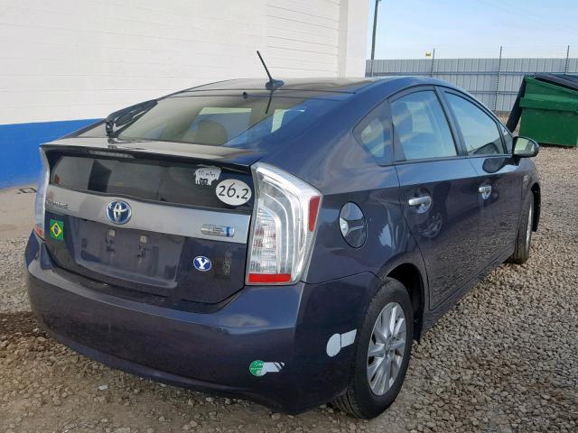 JTDKN3DP7C3014614 - 2012 TOYOTA PRIUS PLUG CHARCOAL photo 4