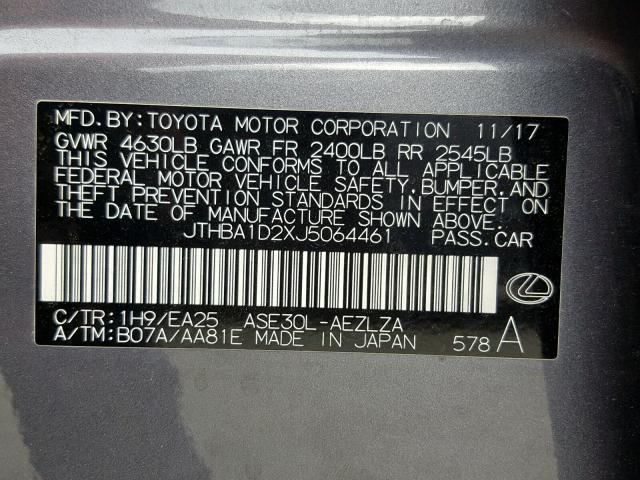 JTHBA1D2XJ5064461 - 2018 LEXUS IS 300 CHARCOAL photo 10