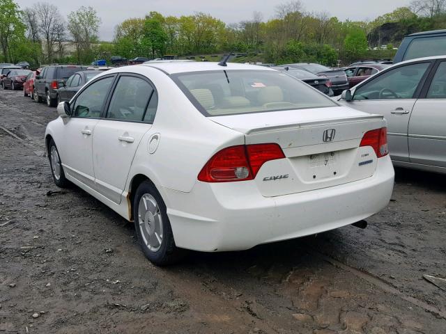 JHMFA36228S027121 - 2008 HONDA CIVIC HYBR WHITE photo 3