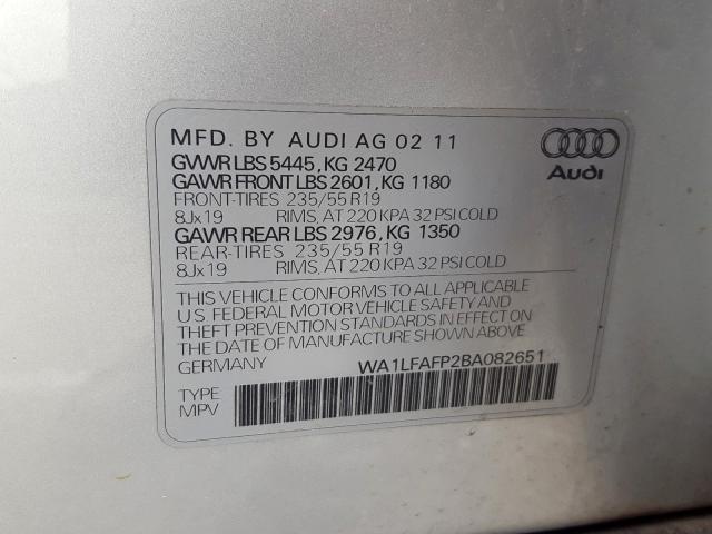 WA1LFAFP2BA082651 - 2011 AUDI Q5 PREMIUM PLUS  photo 10