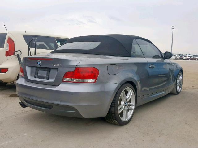 WBAUN7C55BVM25249 - 2011 BMW 135 I GRAY photo 4