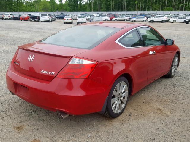 1HGCS2B88AA010049 - 2010 HONDA ACCORD EXL RED photo 4