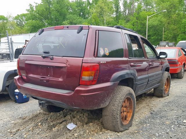 1J4GW58S0YC306524 - 2000 JEEP GRAND CHER BURGUNDY photo 4