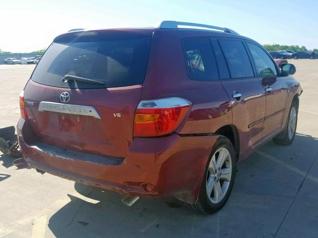 JTEDS42AX82012242 - 2008 TOYOTA HIGHLANDER BURGUNDY photo 4