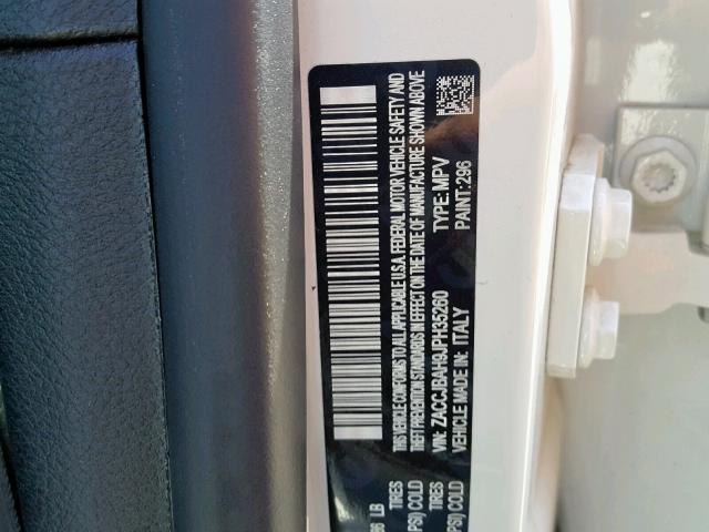 ZACCJBAH9JPH35260 - 2018 JEEP RENEGADE S WHITE photo 10