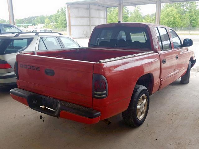 1B7GL2AX4YS603658 - 2000 DODGE DAKOTA QUA RED photo 4