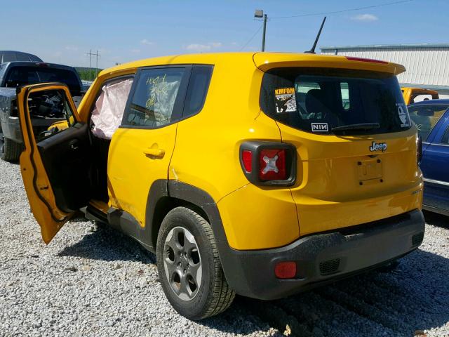 ZACCJAAT6GPD47474 - 2016 JEEP RENEGADE S 黄色 照片 3