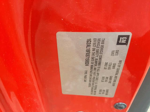 1G2AL18FX87158024 - 2008 PONTIAC G5 RED photo 10