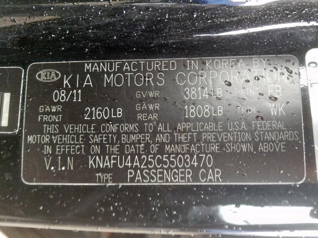 KNAFU4A25C5503470 - 2012 KIA FORTE EX  photo 10