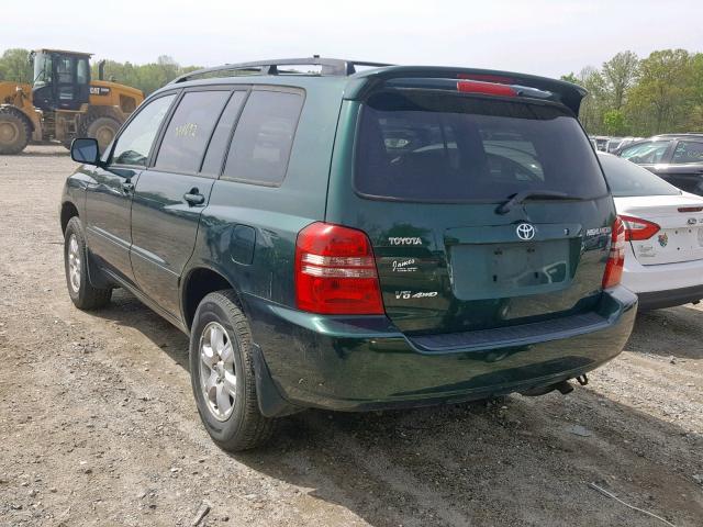 JTEHF21A330119391 - 2003 TOYOTA HIGHLANDER GREEN photo 3