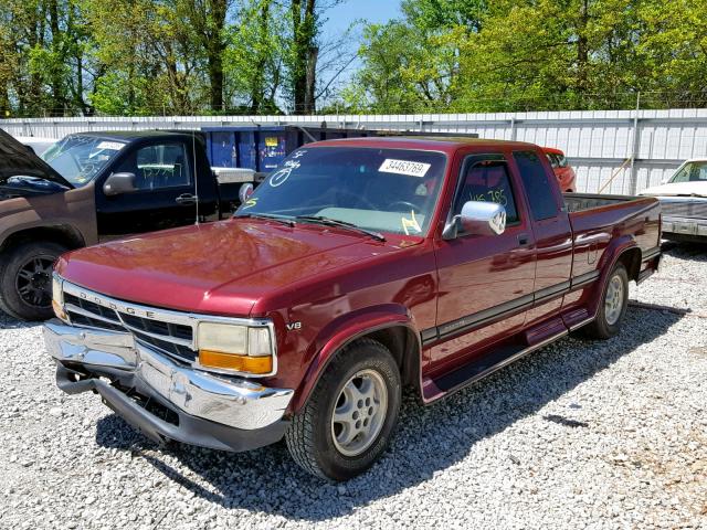 1B7GL23Y6SS358956 - 1995 DODGE DAKOTA MAROON photo 2