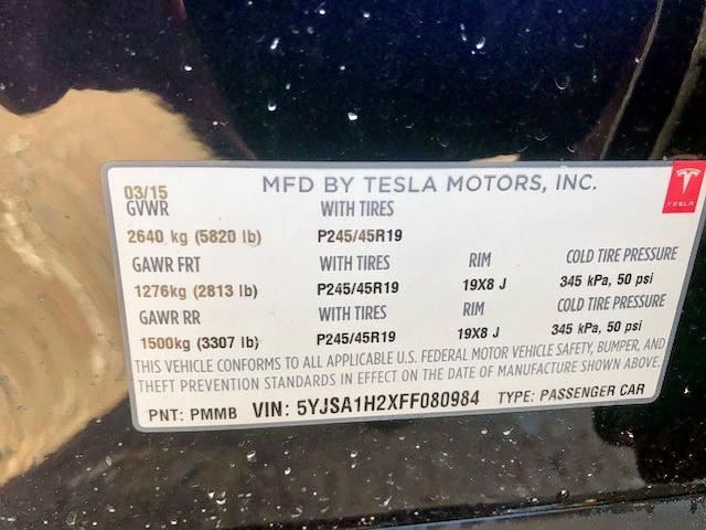 5YJSA1H2XFF080984 - 2015 TESLA MODEL S 85 BLACK photo 10