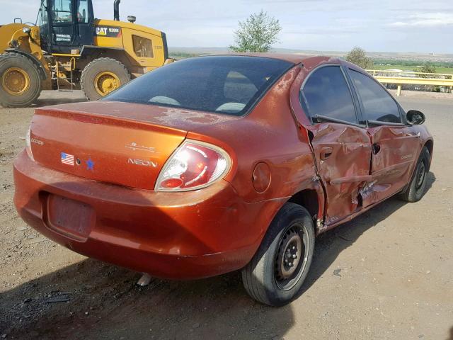 1B3ES46C0YD548207 - 2000 DODGE NEON BASE ORANGE photo 4