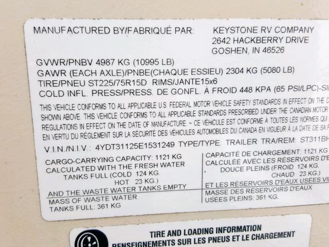 4YDT31125E1531249 - 2014 KEYSTONE SPRINGDALE BEIGE photo 10