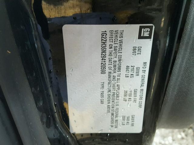 1G2ZH36N284120590 - 2008 PONTIAC G6 GT BLACK photo 10