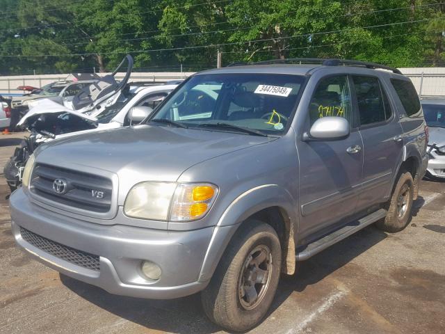 5TDZT34A32S071289 - 2002 TOYOTA SEQUOIA SR SILVER photo 2