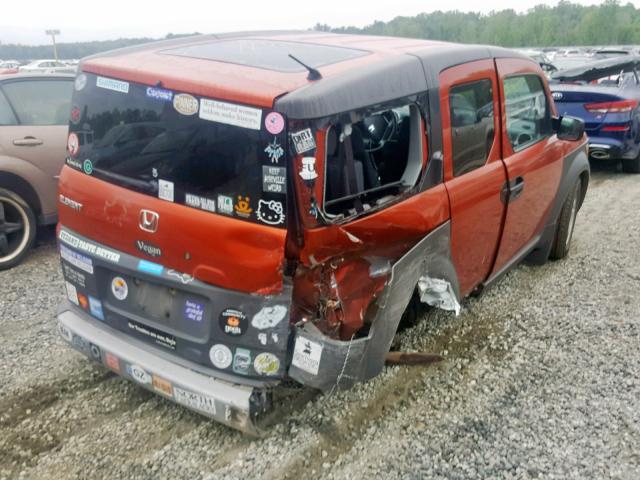 5J6YH27674L034775 - 2004 HONDA ELEMENT EX ORANGE photo 4