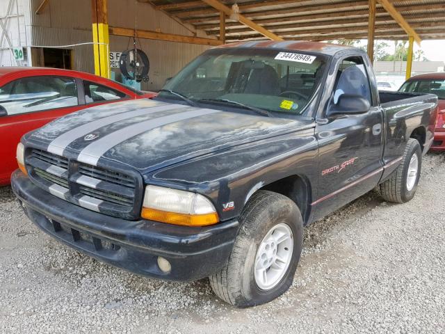 1B7FL26Y5WS507483 - 1998 DODGE DAKOTA BLACK photo 2