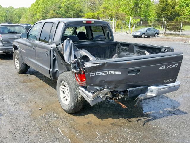 1B7HG48Z52S670143 - 2002 DODGE DAKOTA QUA GRAY photo 3