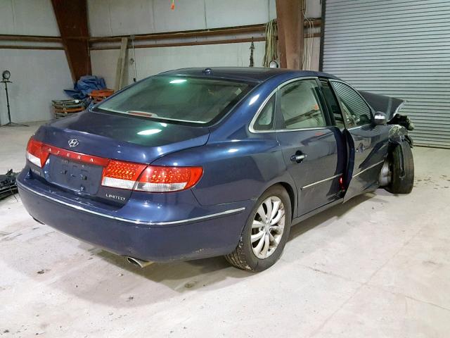 KMHFC46F58A273358 - 2008 HYUNDAI AZERA SE BLUE photo 4