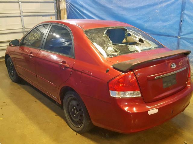 KNAFE121585512209 - 2008 KIA SPECTRA EX MAROON photo 3